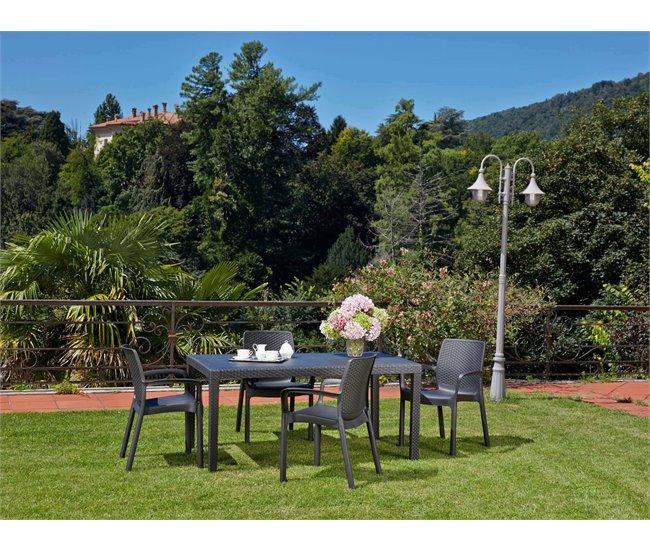 Conforama Mesa De Exterior Dfelic Balda Rectangular Fija Mesa De Jardín Multiusos Efecto Ratán 100% Made In Italy 138x78h72 Cm Antracita