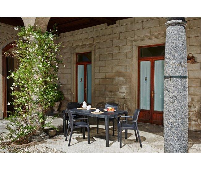 Conforama Mesa De Exterior Dfelic Balda Rectangular Fija Mesa De Jardín Multiusos Efecto Ratán 100% Made In Italy 138x78h72 Cm Antracita