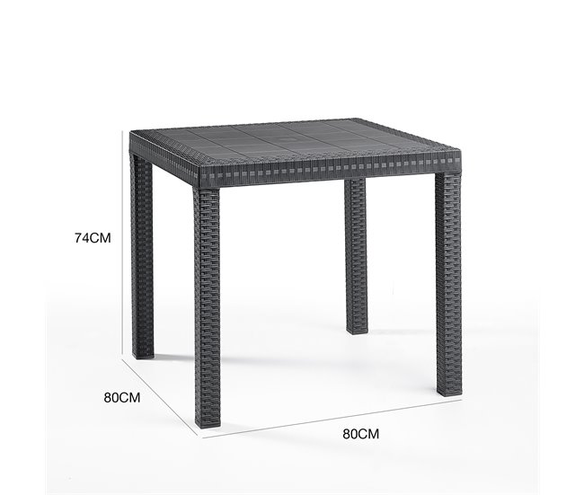 Conforama Mesa De Exterior Dguidon Estante Cuadrada Fija Mesa De Jardín Multiusos Efecto Ratán 100% Made In Italy 80x80h74 Cm Antracita