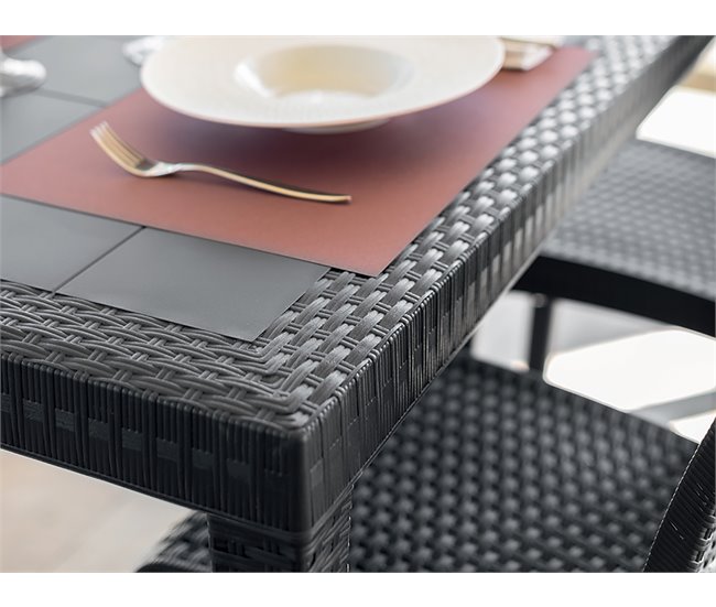 Conforama Mesa De Exterior Dguidon Estante Cuadrada Fija Mesa De Jardín Multiusos Efecto Ratán 100% Made In Italy 80x80h74 Cm Antracita