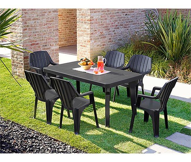Conforama Mesa De Exterior Dhristo Estante Rectangular Mesa Extensible Para Jardín O Bar 100% Made In Italy 160-220x90h74 Cm Antracita