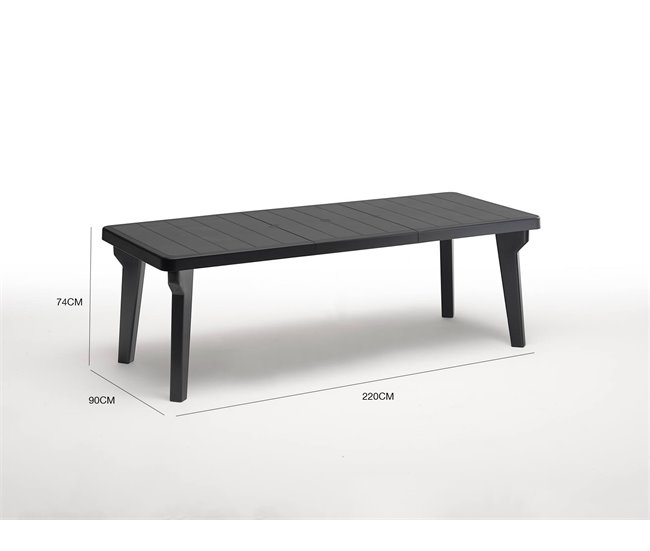 Conforama Mesa De Exterior Dhristo Estante Rectangular Mesa Extensible Para Jardín O Bar 100% Made In Italy 160-220x90h74 Cm Antracita