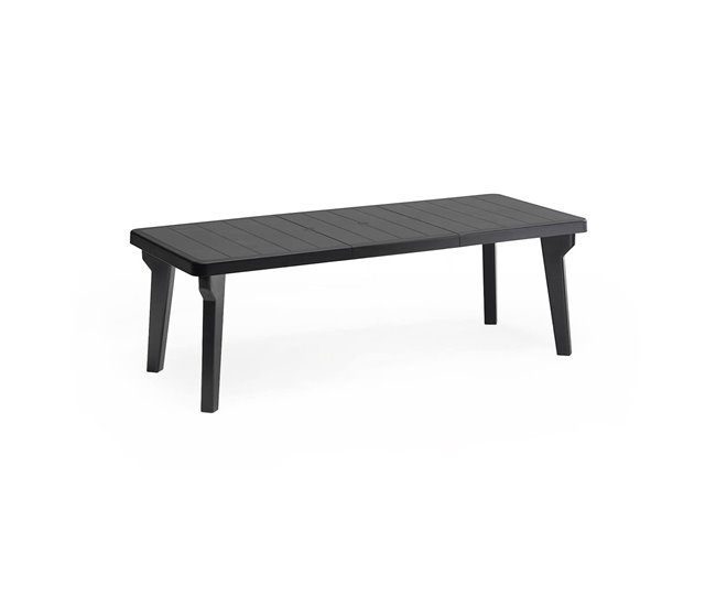 Conforama Mesa de exterior Dhristo Estante rectangular Mesa extensible para jardín o bar 100% Made in Italy 160-220x90h74 cm Antracita