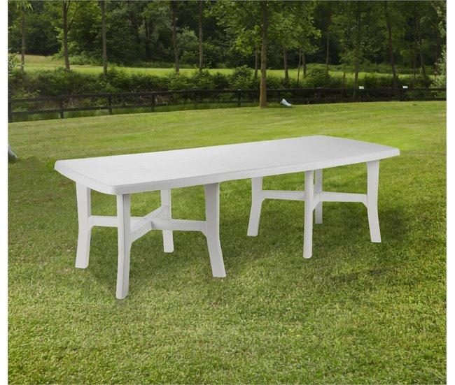 Conforama Mesa De Exterior Dhysa Estante De Comedor Extensible Mesa De Jardín Rectangular Multiusos 100% Made In Italy 160x100h72 Cm Blanco