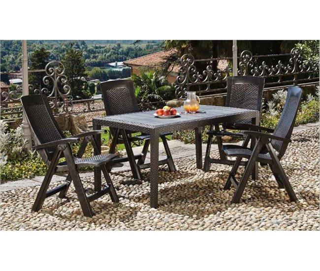 Conforama Mesa De Exterior Dmachac Estante De Comedor Rectangular Mesa De Jardín Multiusos Efecto Ratán 100% Made In Italy 150x90h72 Cm Antracita