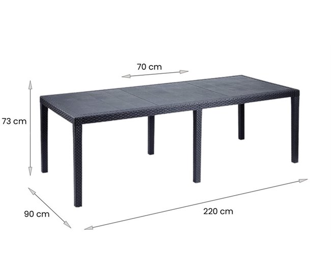 Conforama Mesa De Exterior Dmains Estante De Comedor Rectangular Extensible Mesa De Jardín Extensible Con Efecto Ratán 100% Made In Italy 150/220x90h72 Cm Antracita