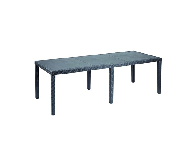 Conforama Mesa de exterior Dmains Estante de comedor rectangular extensible Mesa de jardín extensible con efecto ratán 100% Made in Italy 150/220x90h72 cm Antracita