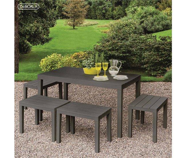 Conforama Mesa De Exterior Dmoto Estante De Comedor Rectangular Mesa De Jardín Multiusos Para Interior Y Exterior 100% Made In Italy 138x78h72 Cm Antracita