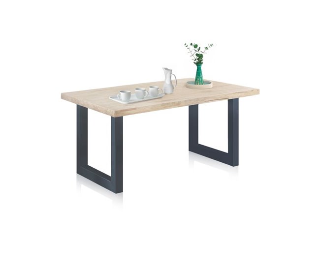 Conforama Mesa de exterior Masi Roble salvaje - Antracita 160 x x 76 cm