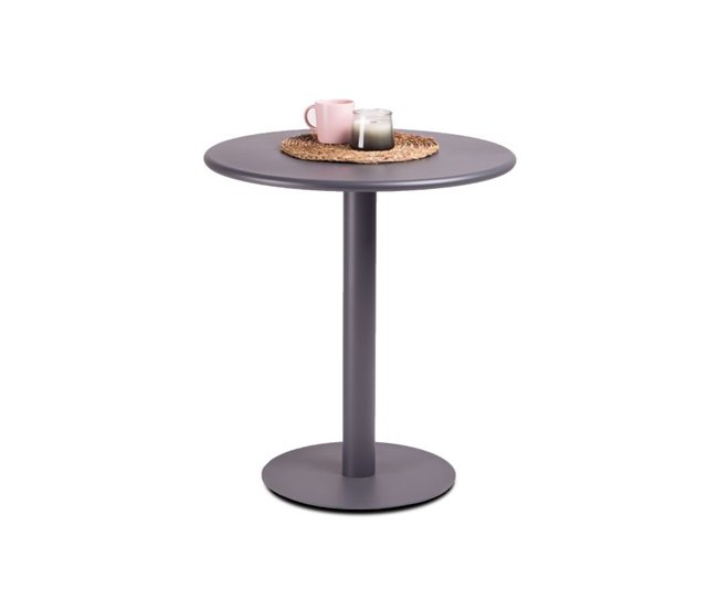 Conforama Mesa de exterior redonda Glot Antracita 70 x 73 x cm