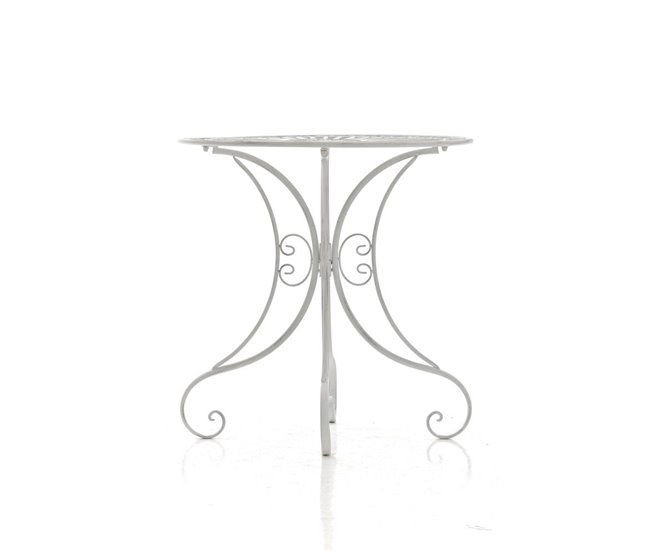 Conforama Mesa De Exterior Terraza Balcon Diseño Rústico Metal Blanco Envejecido M10_004959
