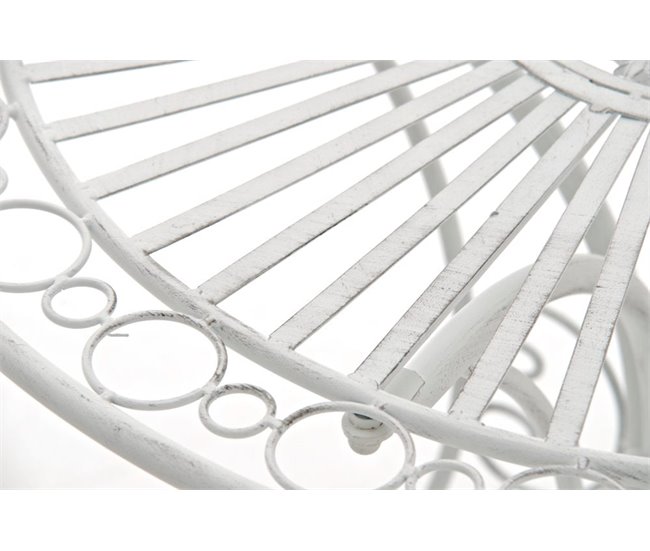 Conforama Mesa De Exterior Terraza Balcon Diseño Rústico Metal Blanco Envejecido M10_004959