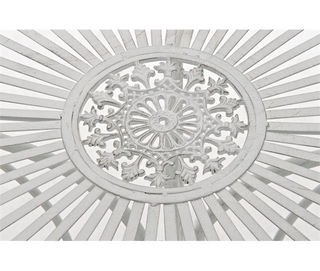 Conforama Mesa De Exterior Terraza Balcon Diseño Rústico Metal Blanco Envejecido M10_004959