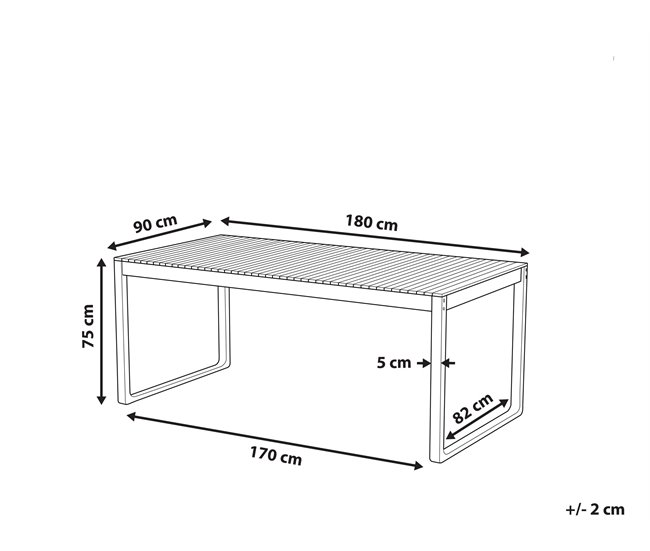 Conforama Mesa De Jardín 180 X 90 Cm Madera Maciza Madera Clara SASSARI