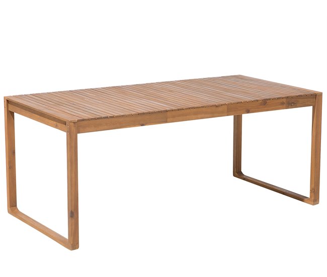 Conforama Mesa de jardín 180 x 90 cm Madera maciza Madera clara SASSARI