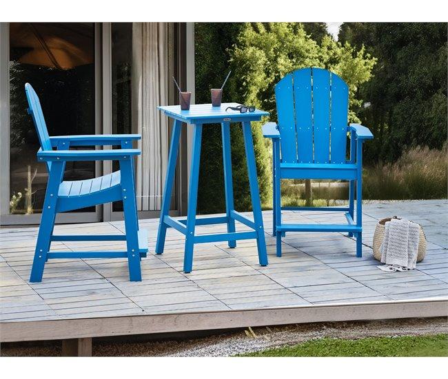 Conforama Mesa De Jardín 59x59 Cm Madera Azul ADIRONDACK