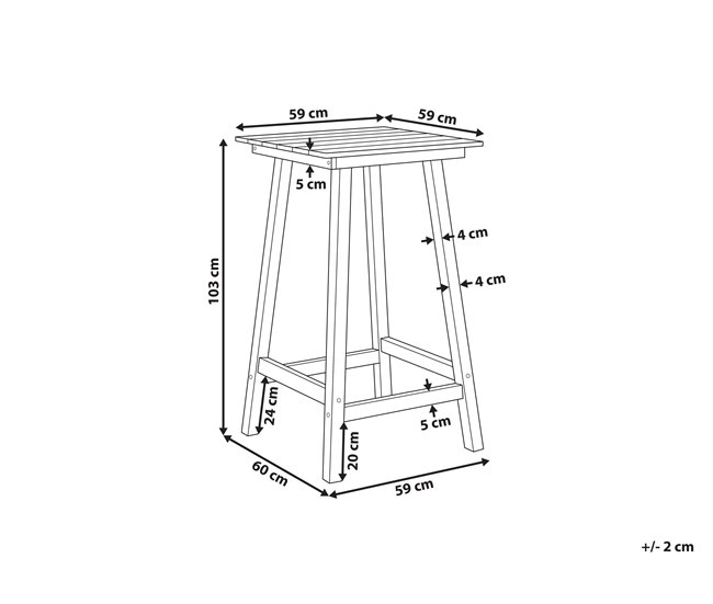 Conforama Mesa De Jardín 59x59 Cm Madera Azul ADIRONDACK