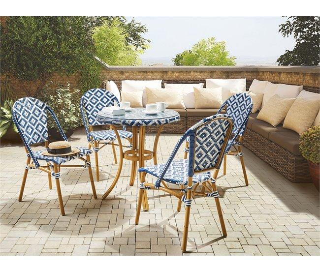 Conforama Mesa De Jardín Azul/blanco ø 70 Cm RIFREDDO