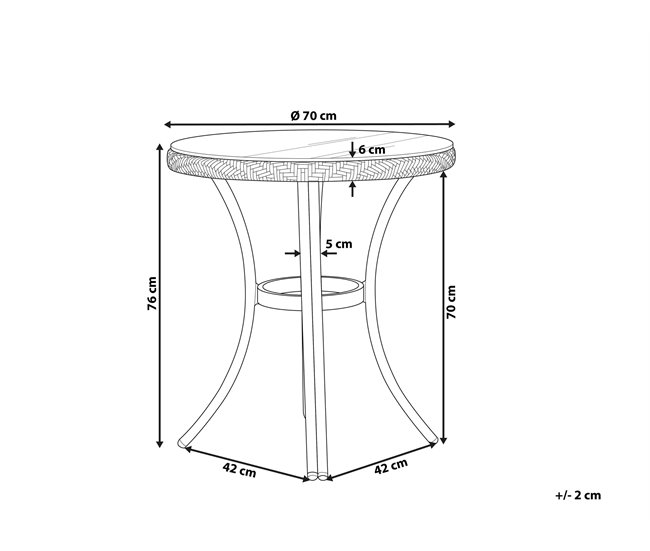 Conforama Mesa De Jardín Azul/blanco ø 70 Cm RIFREDDO