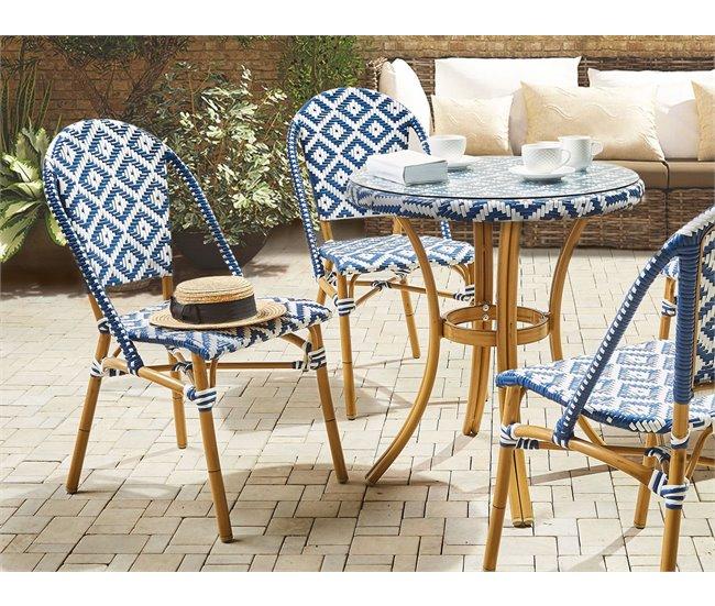 Conforama Mesa De Jardín Azul/blanco ø 70 Cm RIFREDDO