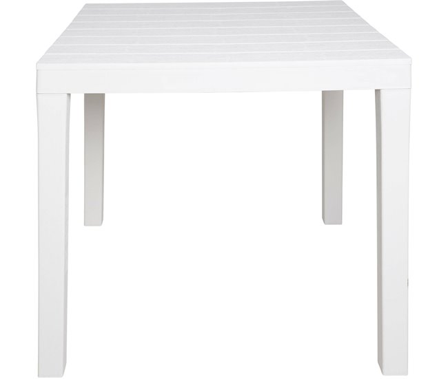 Conforama Mesa de jardín Daquilan Estante de jardín cuadrada Mesa fija para interior y exterior 100% Made in Italy 78x78h72 cm Blanco