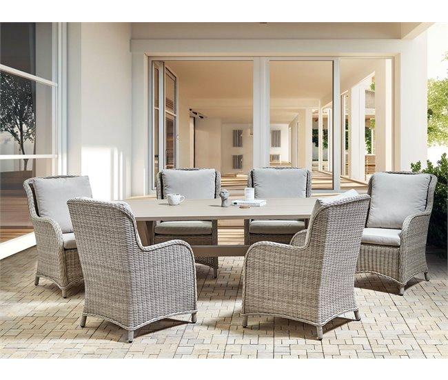 Conforama Mesa De Jardín De Aluminio Beige 200 X 105 Cm CASCAIS