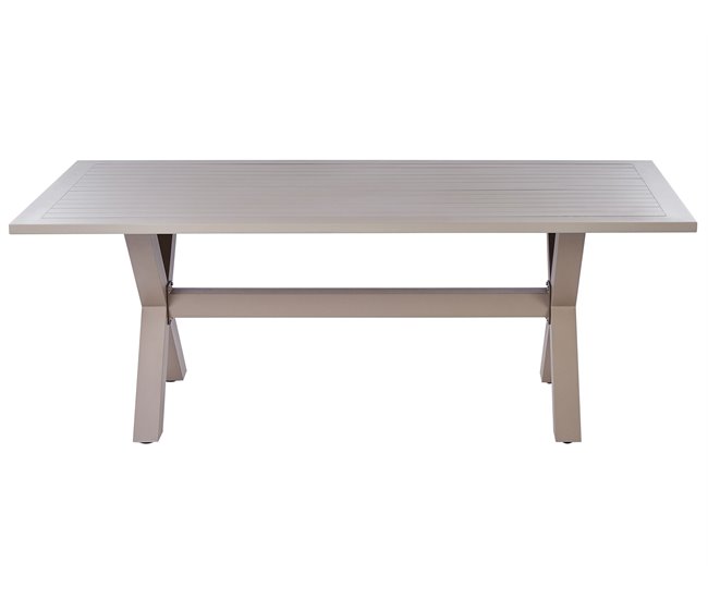 Conforama Mesa De Jardín De Aluminio Beige 200 X 105 Cm CASCAIS