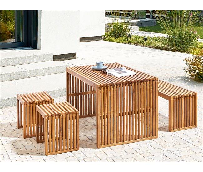 Conforama Mesa De Jardín De Madera De Acacia Clara 120 X 70 Cm BELLANO