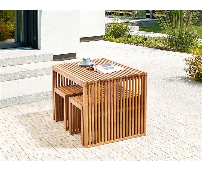 Conforama Mesa De Jardín De Madera De Acacia Clara 120 X 70 Cm BELLANO