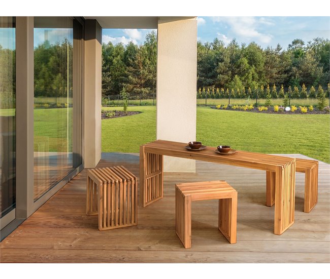 Conforama Mesa De Jardín De Madera De Acacia Clara 150 X 35 Cm BELLANO