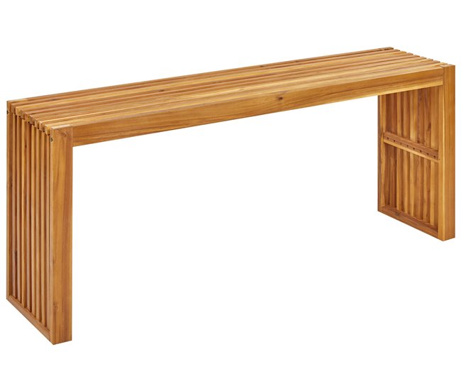 Conforama Mesa de jardín de madera de acacia clara 150 x 35 cm BELLANO