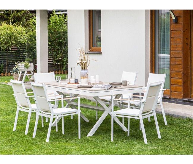 Conforama Mesa De Jardín Derivado De Madera Blanco FANES