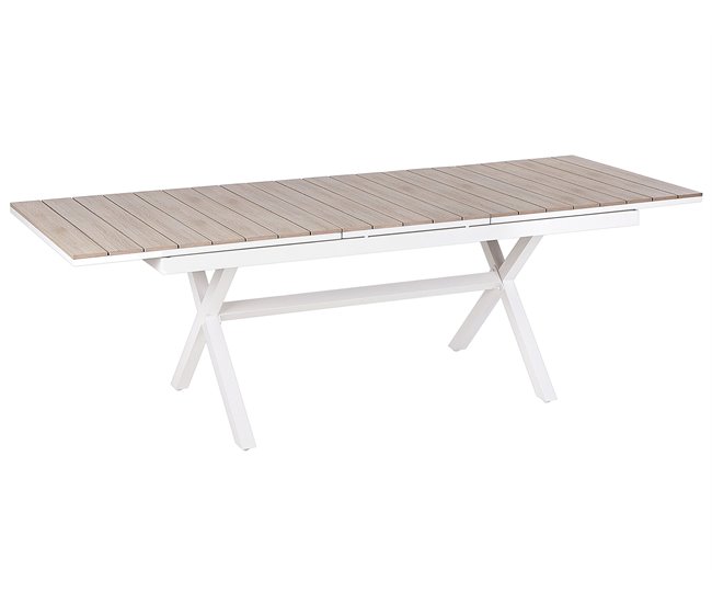 Conforama Mesa de jardín Derivado de madera Blanco FANES
