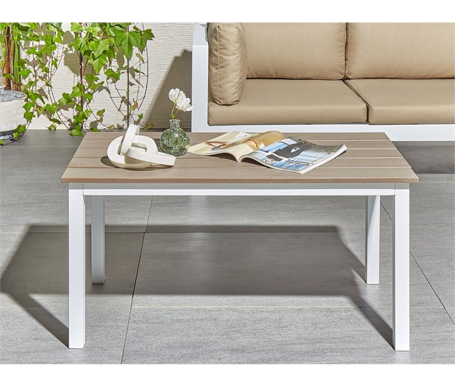 Conforama Mesa De Jardín Derivado De Madera Blanco MESSINA
