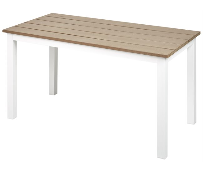 Conforama Mesa de jardín Derivado de madera Blanco MESSINA