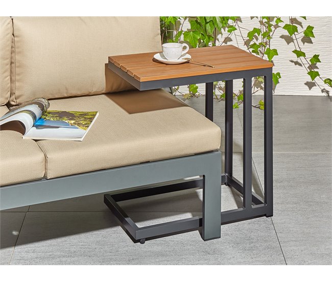 Conforama Mesa De Jardín Derivado De Madera Negro MESSINA