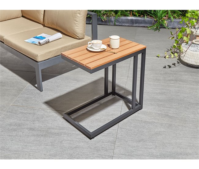 Conforama Mesa De Jardín Derivado De Madera Negro MESSINA
