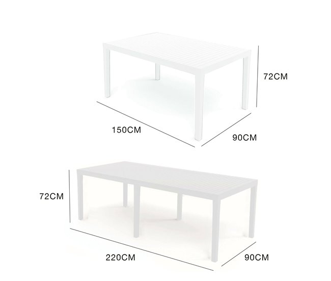 Conforama Mesa De Jardín Dmica Mesa De Comedor Extensible Rectangular Mesa De Jardín Extensible 100% Made In Italy 150x90h72 Cm Blanco