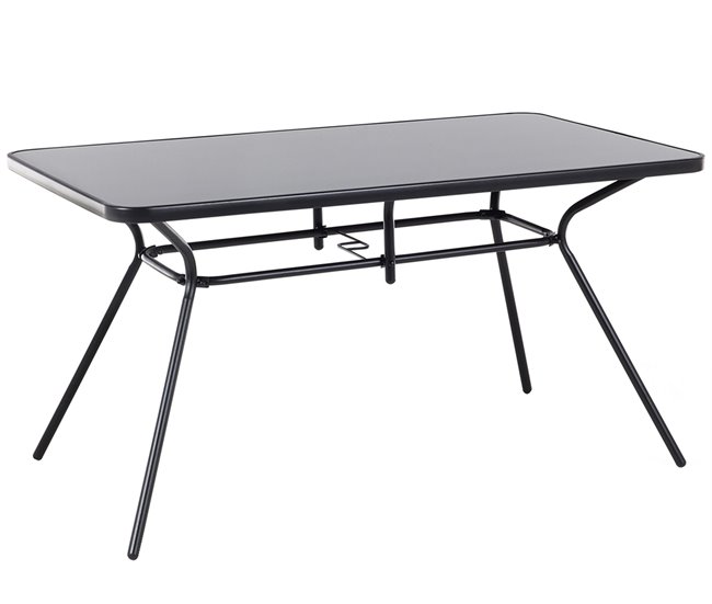 Conforama Mesa de jardín en acero negro 140x80 cm LIVO