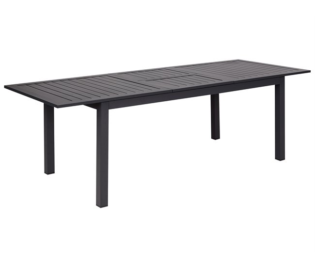 Conforama Mesa de jardín extensible de aluminio gris oscuro 180/240 x 90 cm SKALOMA