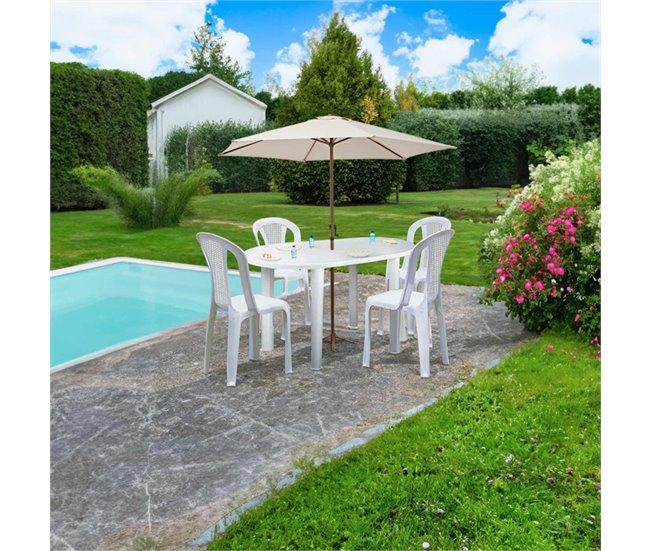 Conforama Mesa De Resina Oval Breeze Blanco 137x85x72cm Thinia Home