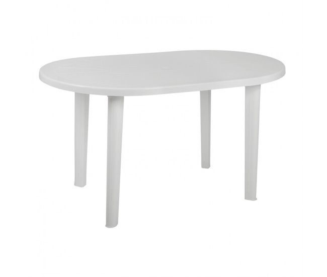 Conforama Mesa de Resina Oval Breeze Blanco 137x85x72cm Thinia Home