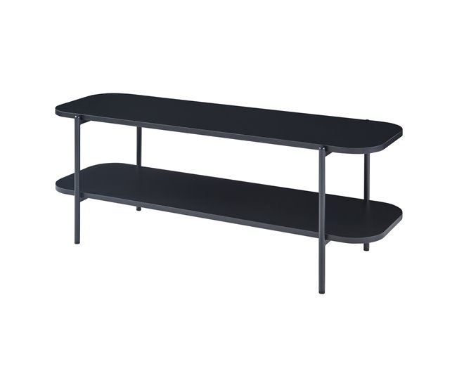 Conforama Mesa de Tele Samnanger con estante acero 120x40x45cm - Negro [en.casa]