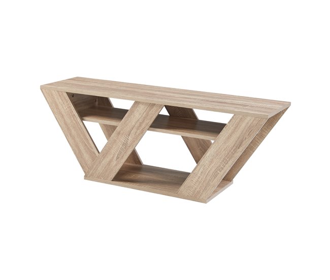 Conforama Mesa de TV Nome con 2 estantes aglomerado 110x30x40cm - Efecto roble [en.casa]