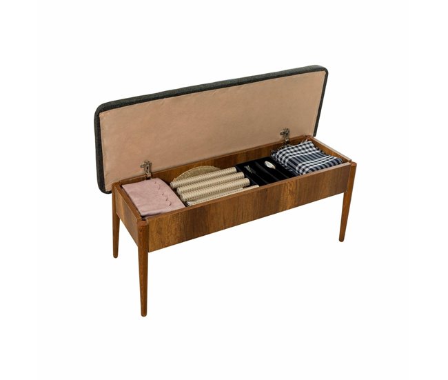 Conforama Mesa Dpalestr Banco Multiusos Asiento De Invitados Cofre Multifuncional 110x40h85 Cm Nogal Y Antracita