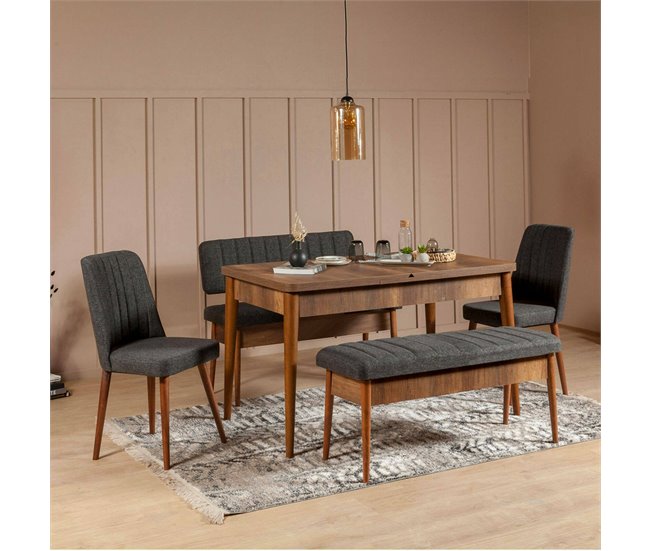 Conforama Mesa Dpalestr Banco Multiusos Asiento De Invitados Cofre Multifuncional 110x40h85 Cm Nogal Y Antracita