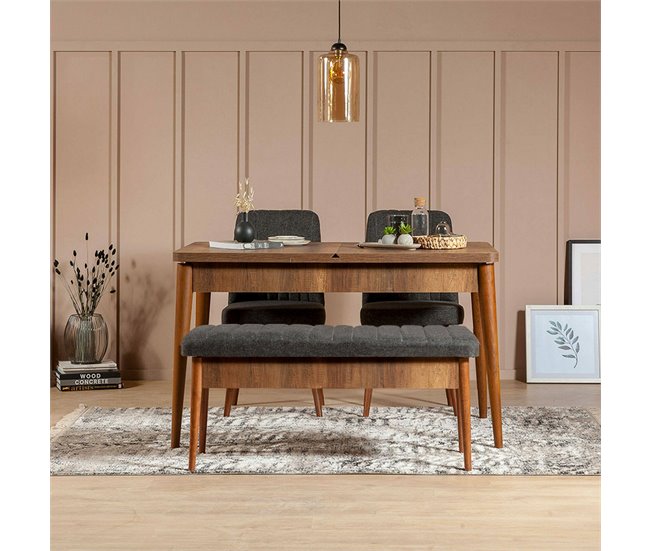 Conforama Mesa Dpalestr Banco Multiusos Asiento De Invitados Cofre Multifuncional 110x40h48 Cm Nogal Y Antracita