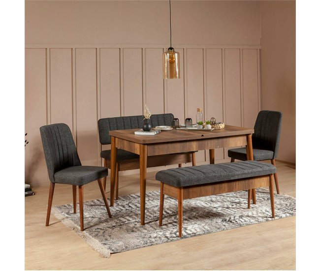 Conforama Mesa Dpalestr Banco Multiusos Asiento De Invitados Cofre Multifuncional 110x40h48 Cm Nogal Y Antracita