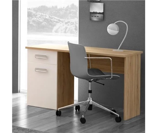 Conforama Mesa Escritorio CHAMPION 1 Cajón Y 1 Puerta Roble