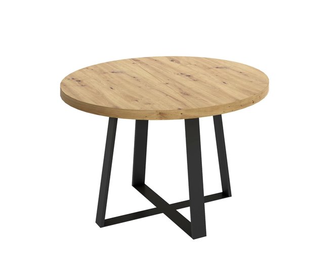 Conforama Mesa extensible Dazz Consola extensible redonda Mesa de comedor multiusos ovalada 110/158x110h77 cm Roble Nodi